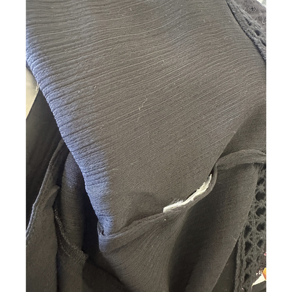 Chico's Sheer Black Lattice Lace Blouse Women's Top Size 4 US 20 22 - Picture 7 of 12